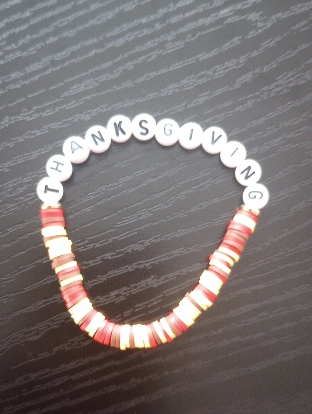 Thanksgiving Beaded Stretchy Bracelet in Red Yellow Brown
